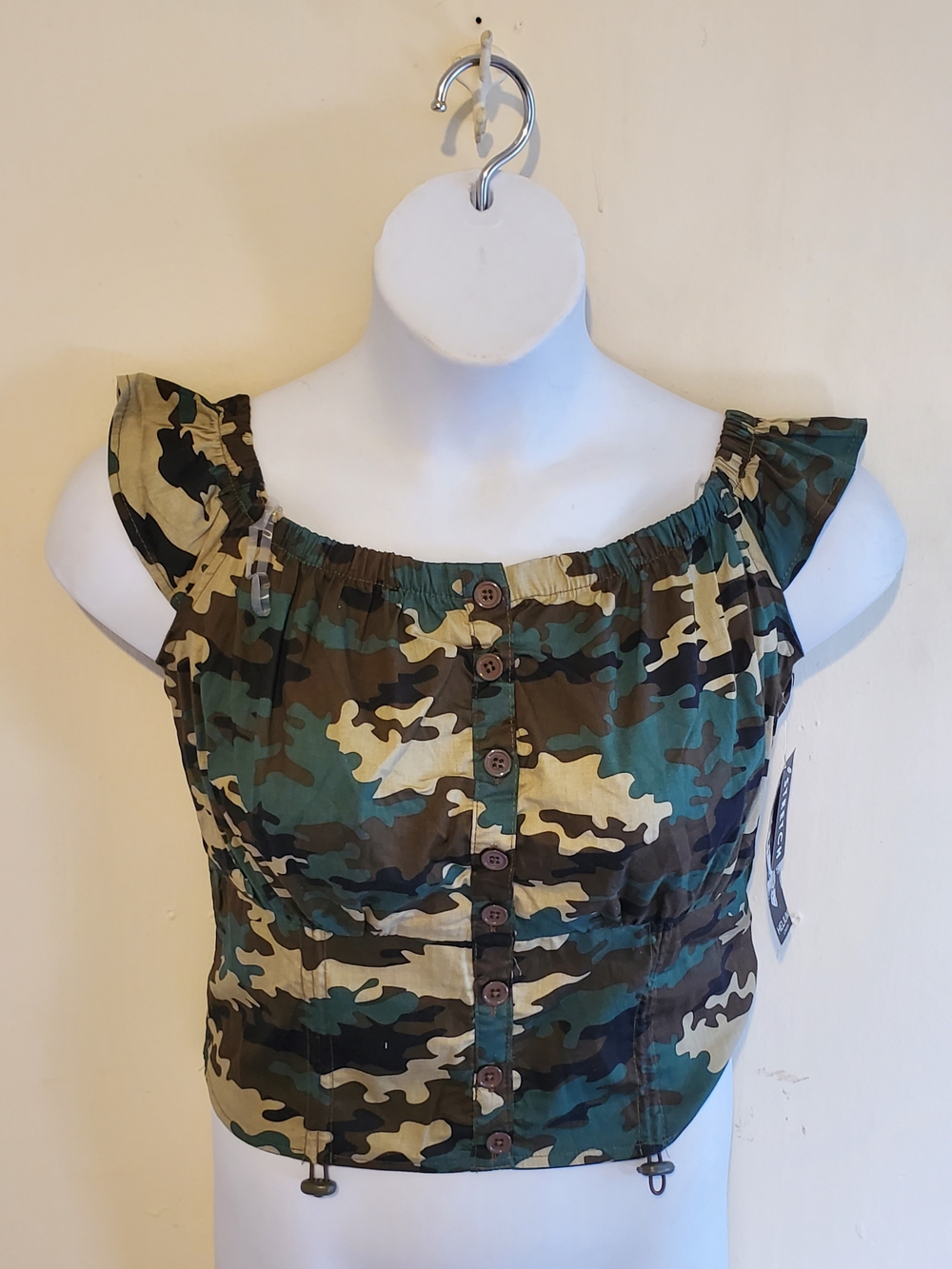 Camo Button-Front Women's Crop Top